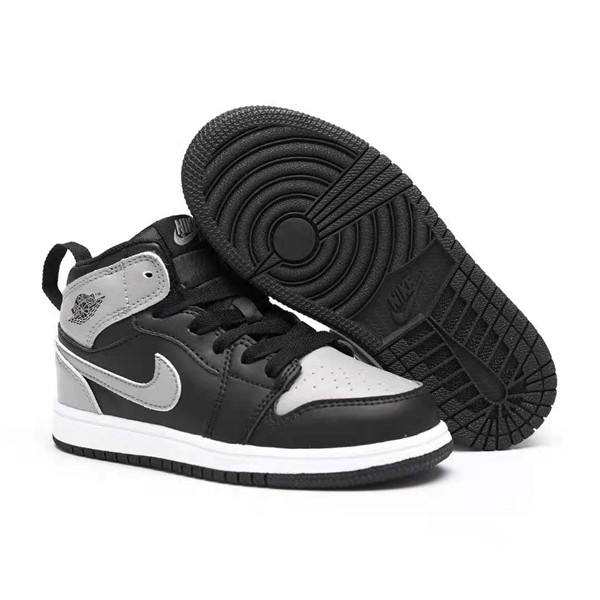 Youth Running Weapon Air Jordan 1 Grey/Black Shoes 20038